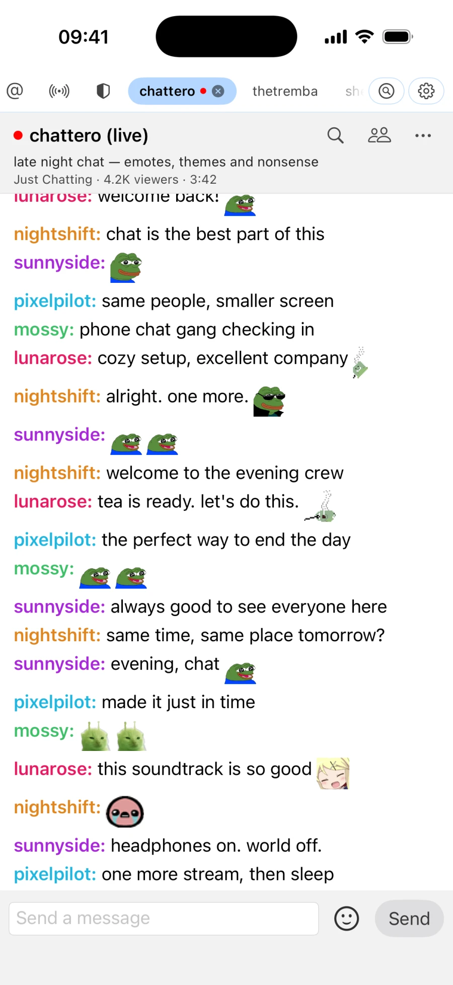 Chattero chat in its built-in light theme.